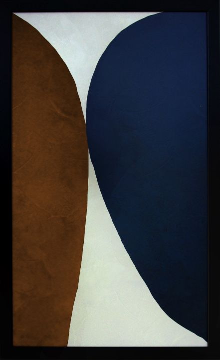 Pebbels II Walldecoration Wandkraft 70x118 cm Houten Lijst zwart