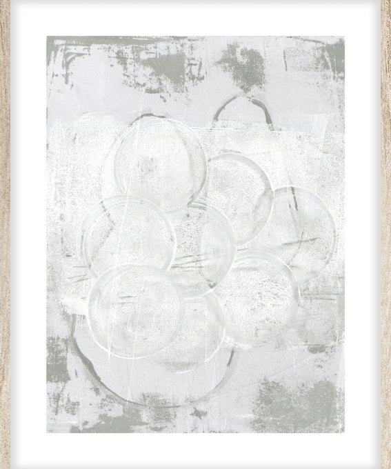 Bubbles in grey Walldecoration Wandkraft 40x50 cm Houten lijst blank B