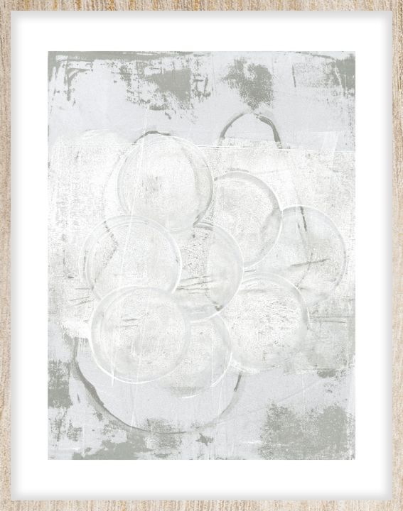 Bubbles in grey Walldecoration Wandkraft 40x50 cm Houten lijst blank B