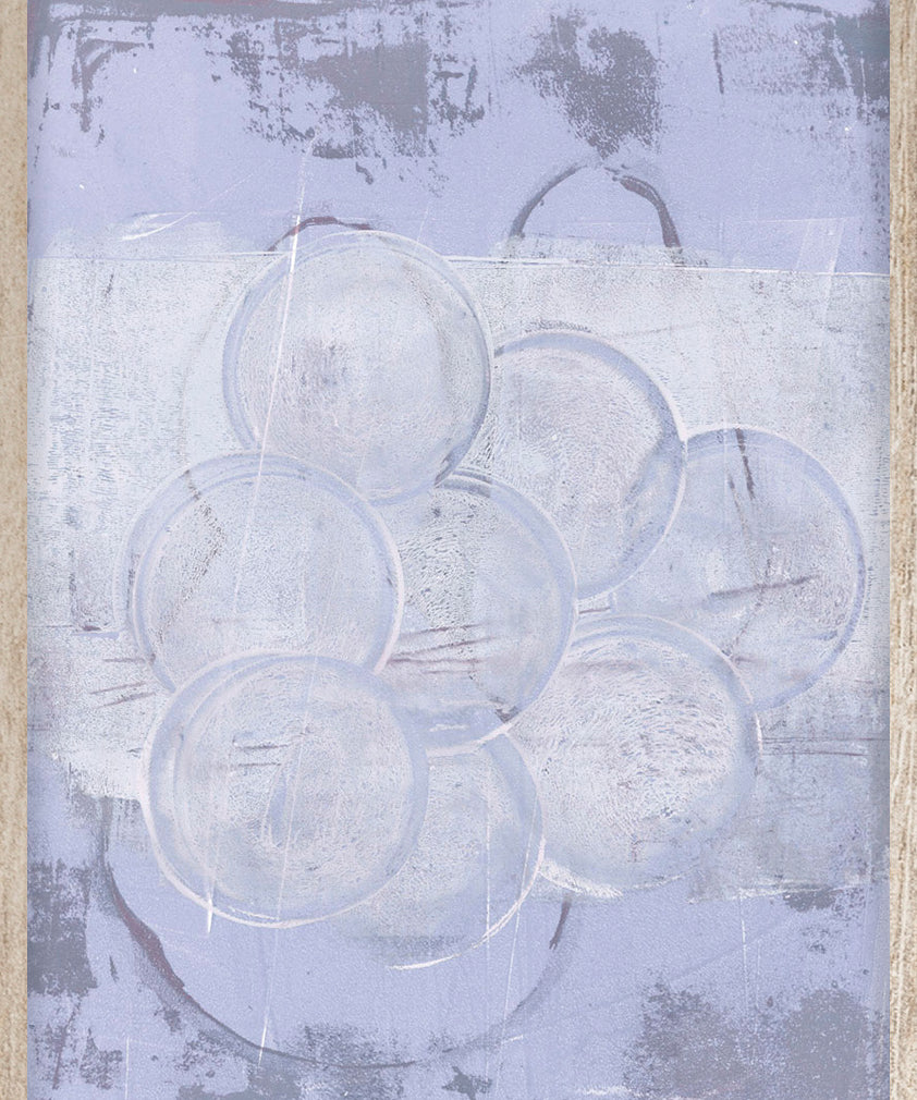 Bubbles in lightblue Walldecoration Wandkraft 30x40 cm Houten lijst blank A