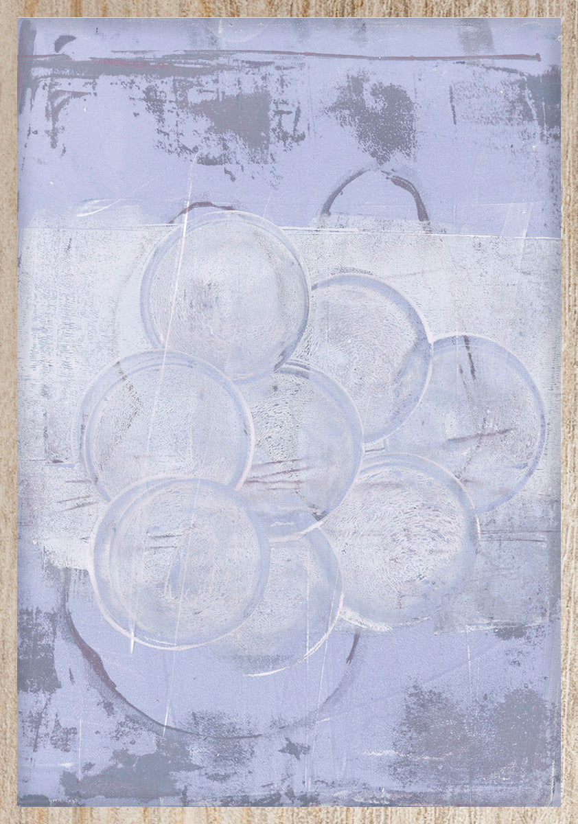 Bubbles in lightblue Walldecoration Wandkraft 30x40 cm Houten lijst blank A