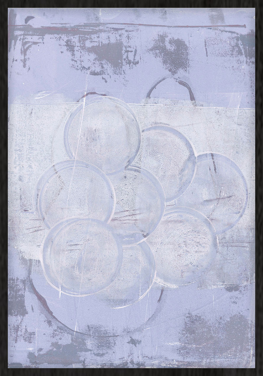 Bubbles in lightblue Walldecoration Wandkraft 30x40 cm Houten lijst zwart A