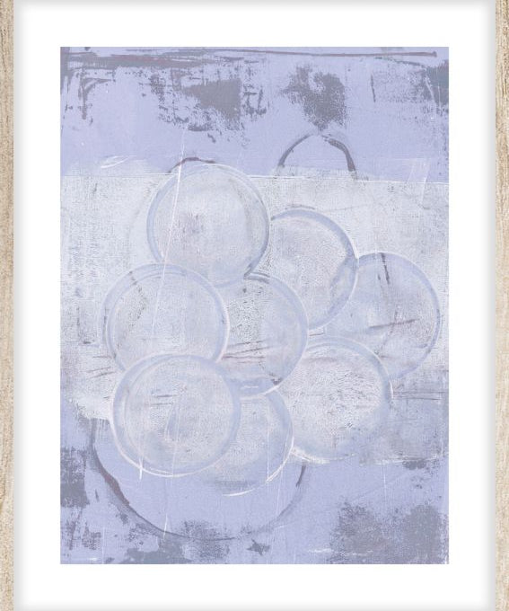 Bubbles in lightblue Walldecoration Wandkraft 40x50 cm Houten lijst blank B