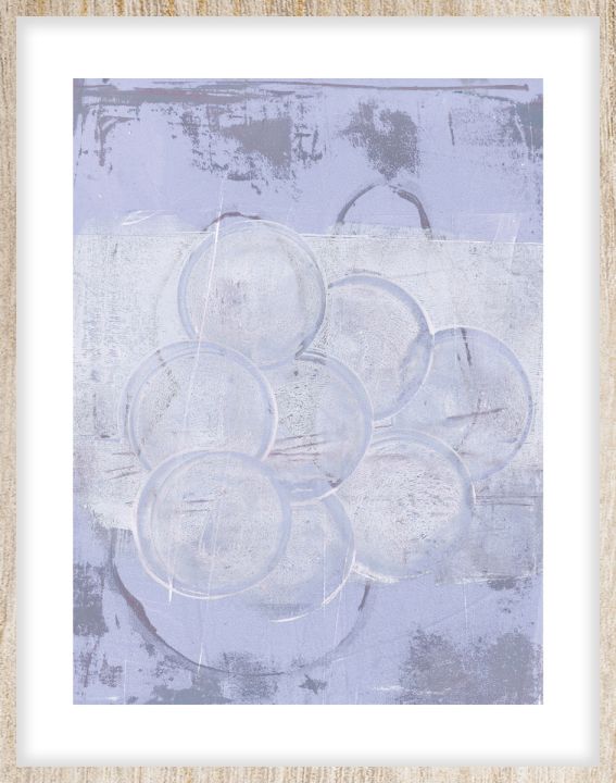 Bubbles in lightblue Walldecoration Wandkraft 40x50 cm Houten lijst blank B