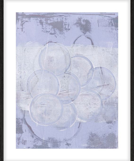 Bubbles in lightblue Walldecoration Wandkraft 40x50 cm Houten lijst zwart B