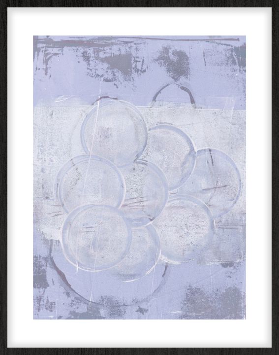 Bubbles in lightblue Walldecoration Wandkraft 40x50 cm Houten lijst zwart B