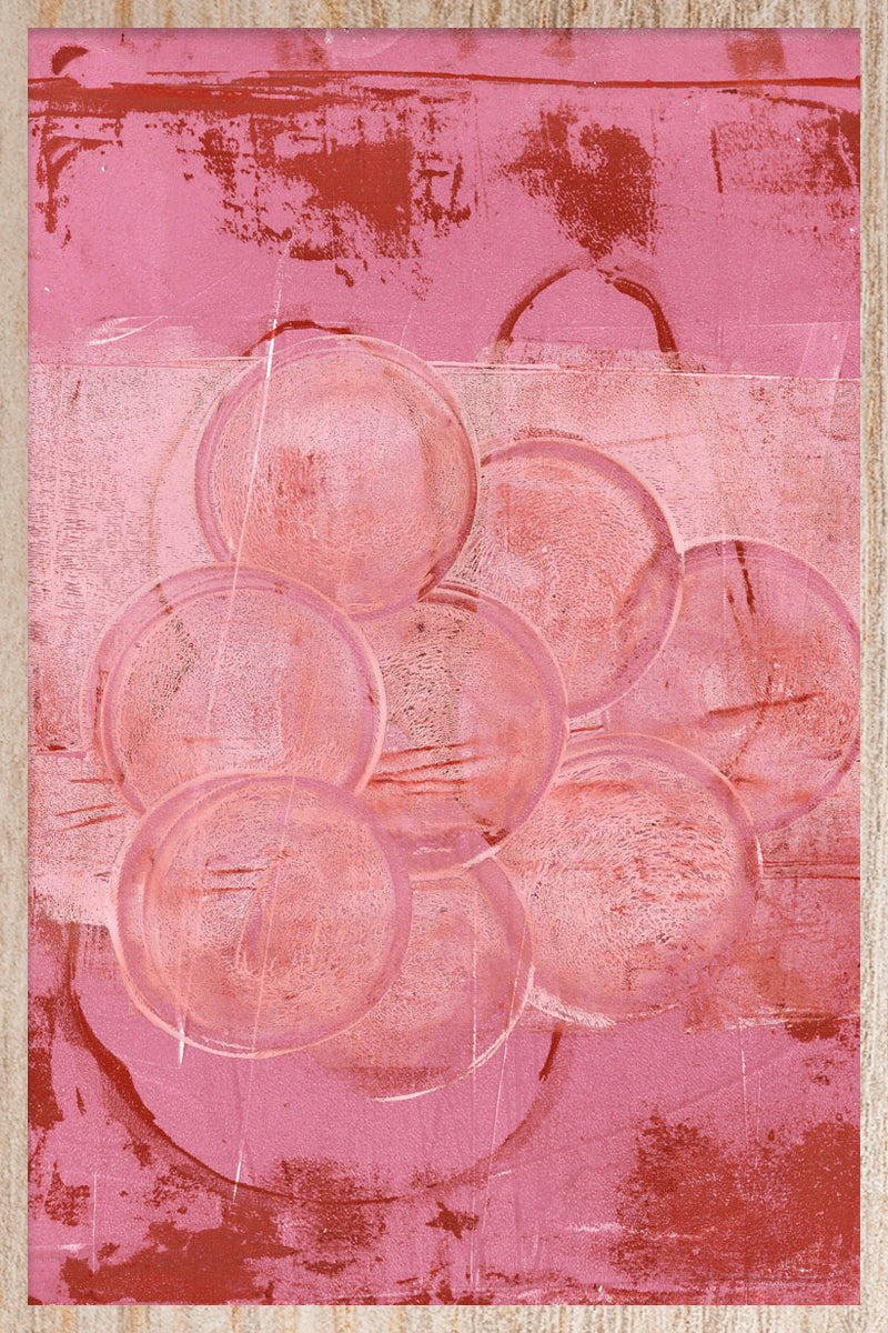 Bubbles in pink Walldecoration Wandkraft 30x40 cm Houten lijst blank