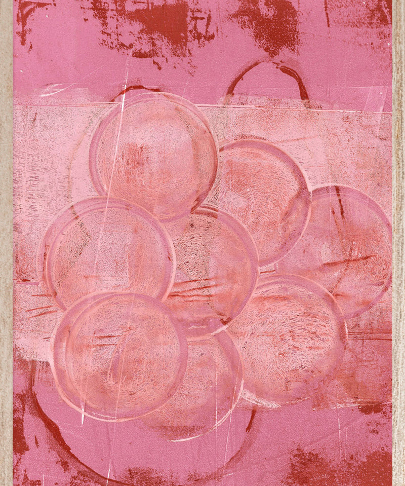 Bubbles in pink Walldecoration Wandkraft 30x40 cm Houten lijst blank