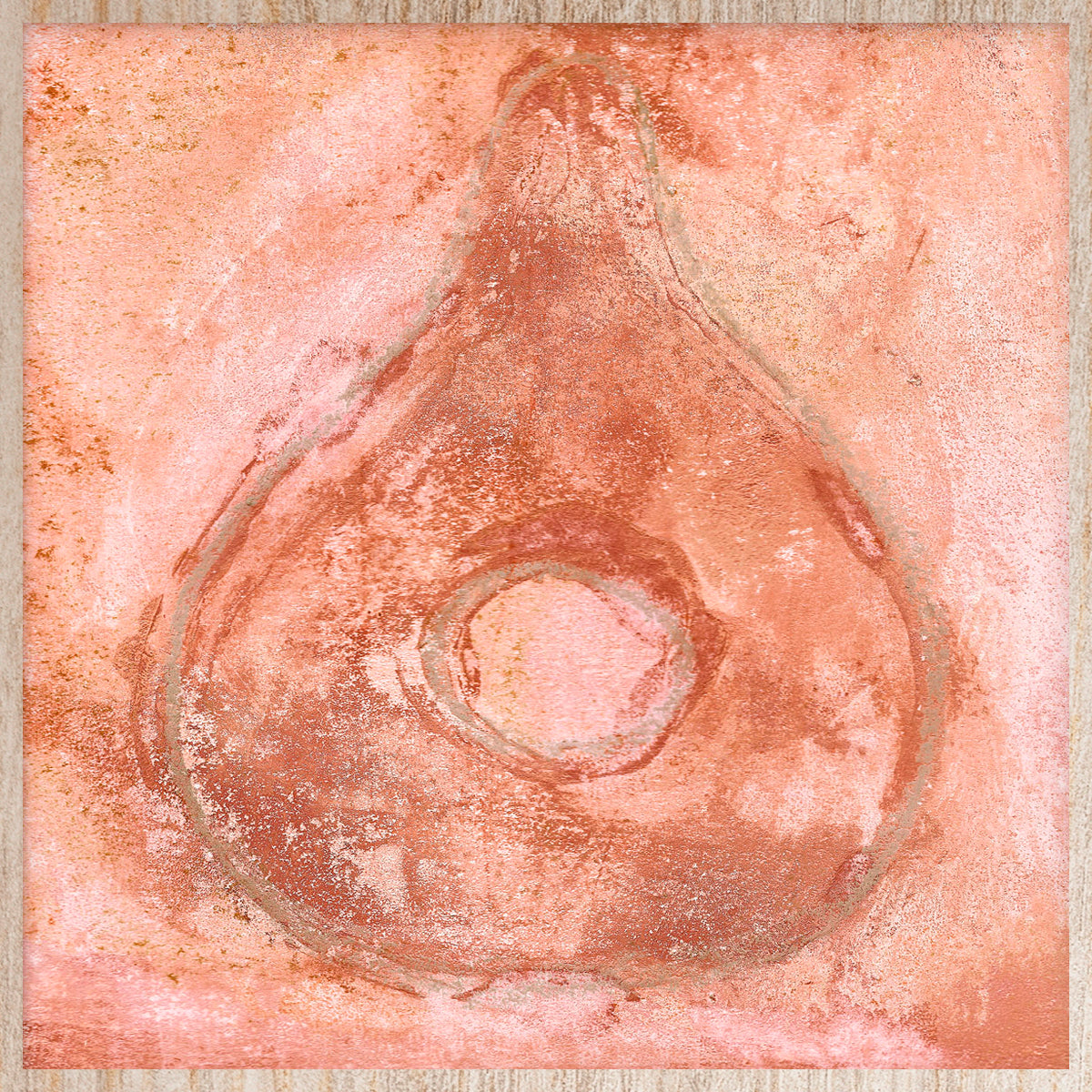 Water Drop in Orange Walldecoration Wandkraft 20x20 cm Houten Lijst Blank A