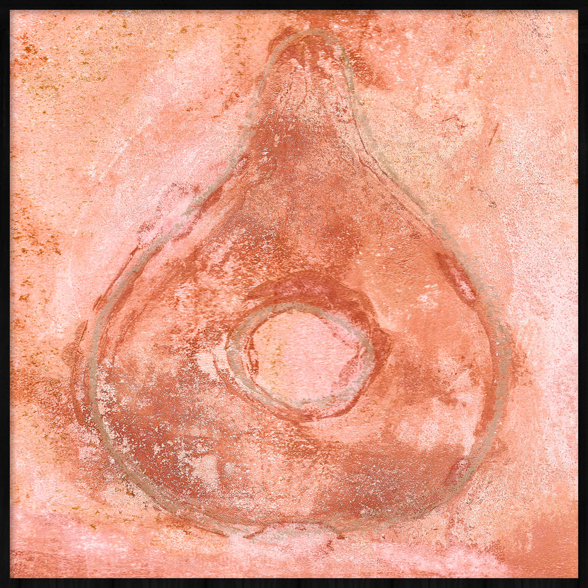 Water Drop in Orange Walldecoration Wandkraft 20x20 cm Houten Lijst Zwart A