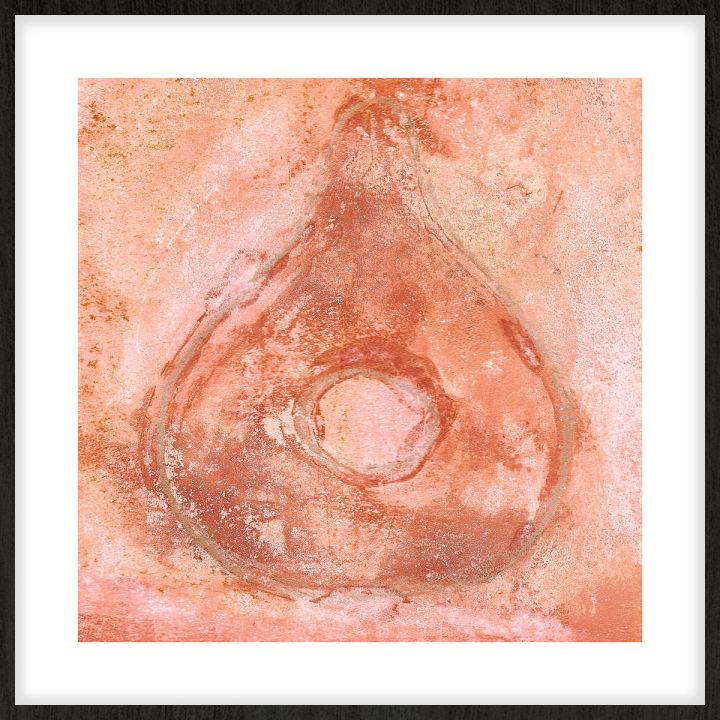 Water Drop in Orange Walldecoration Wandkraft 74x74 cm Houten Lijst Zwart B