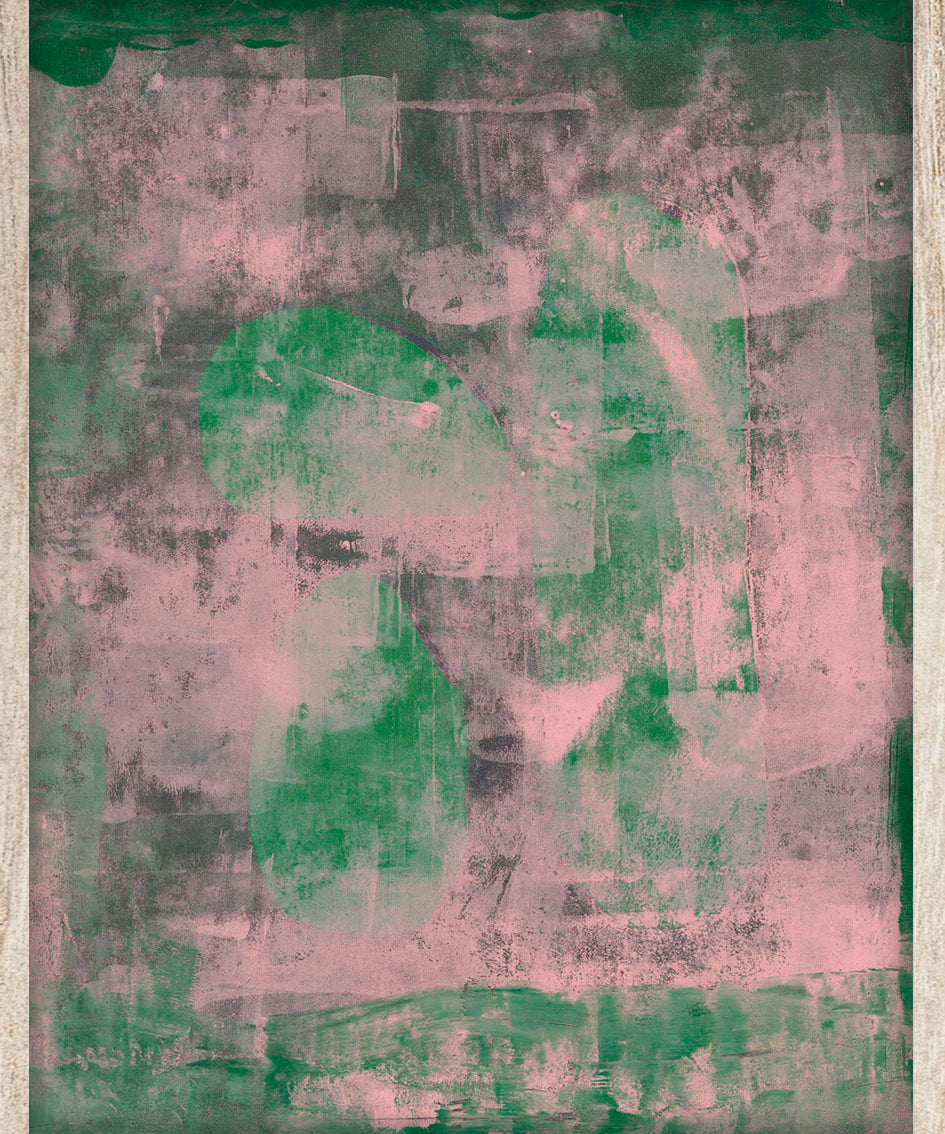 Green Stones Walldecoration Wandkraft 50x70 cm Houten lijst blank A