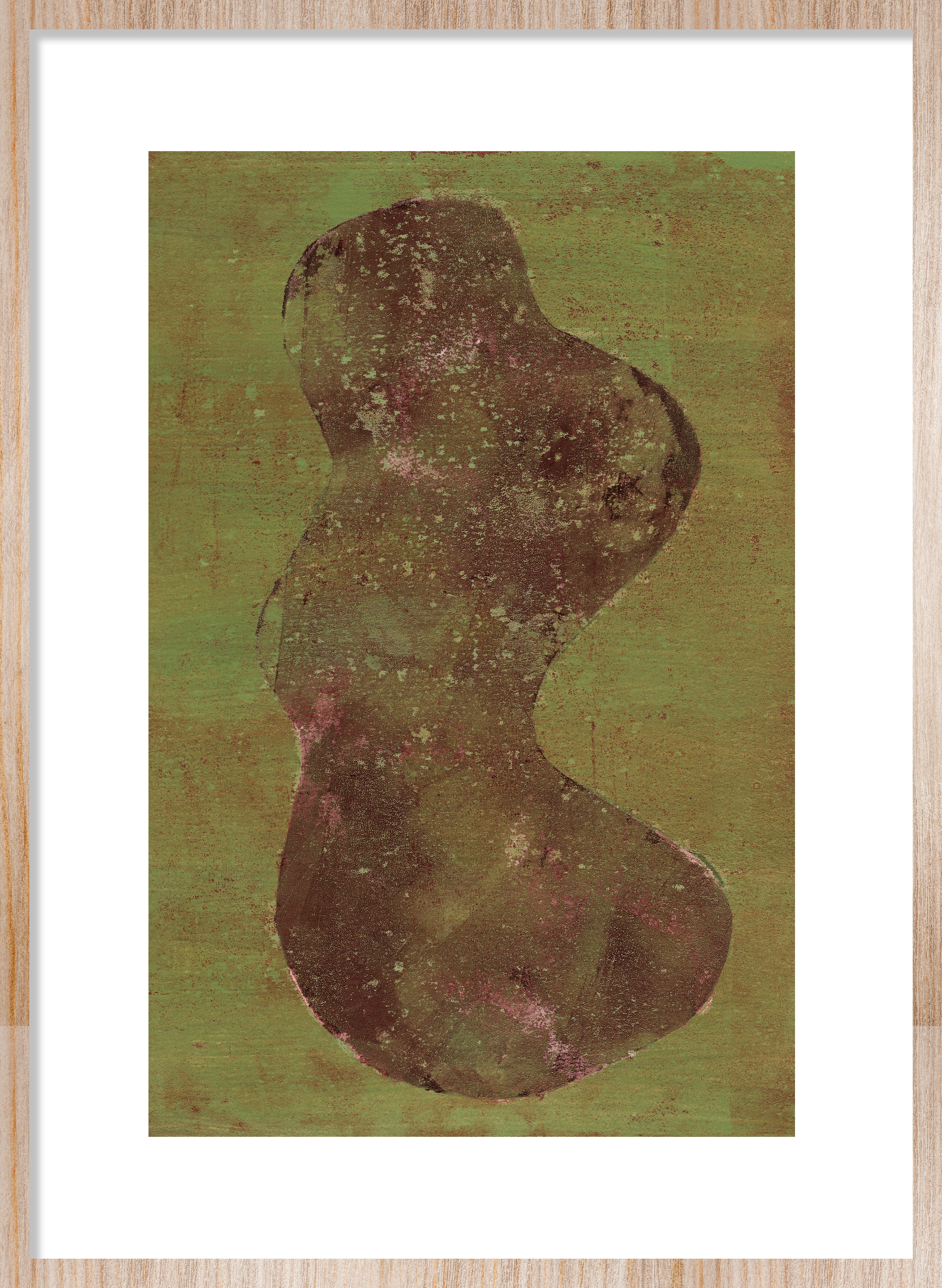 Shadow in Green Walldecoration Wandkraft 40x50 cm Houten Lijst Blank B