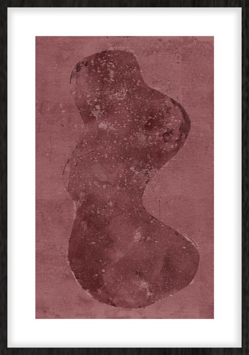 Shadow Green old Pink Walldecoration Wandkraft 30x40 cm Houten Lijst Zwart B