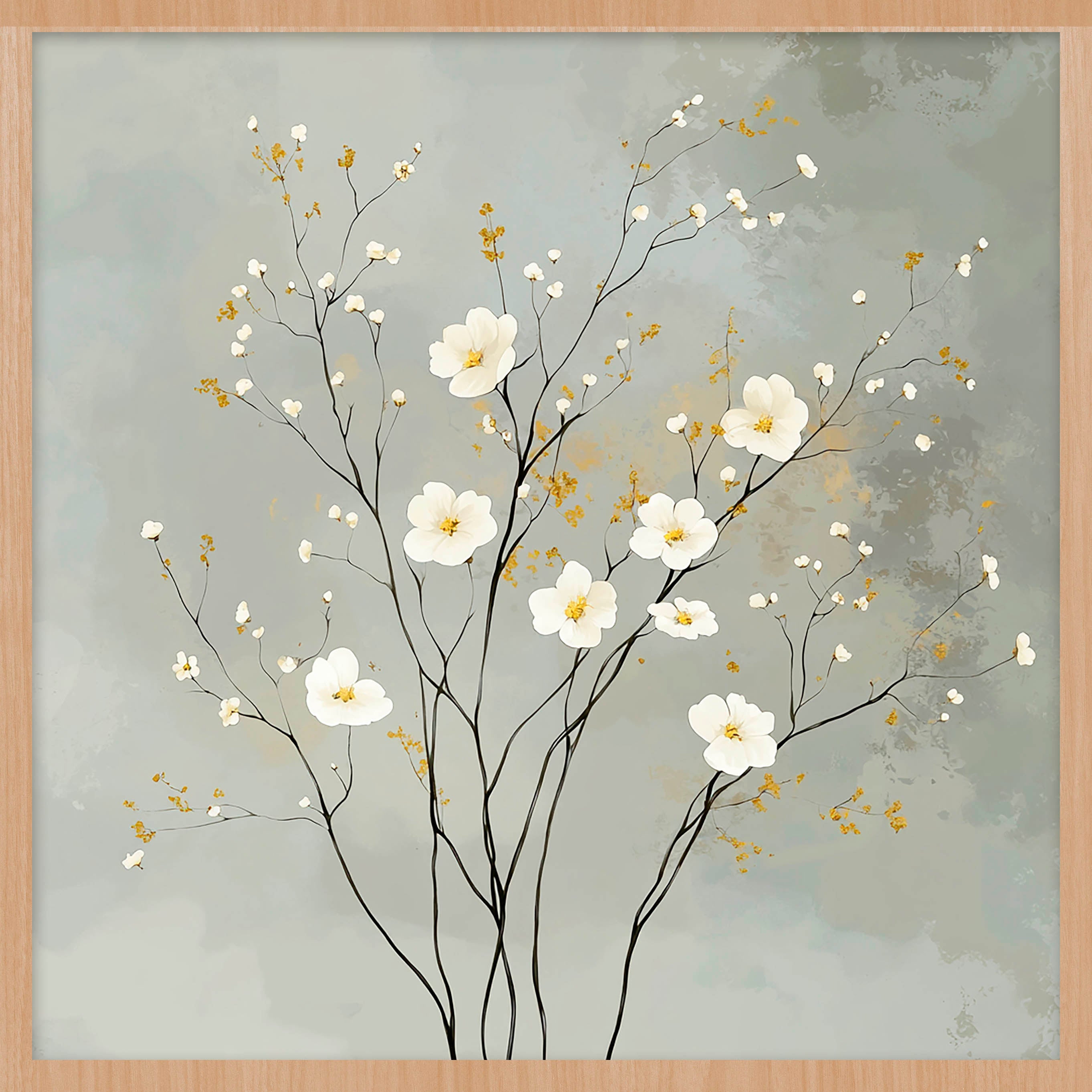 Ethereal Bloom (Outlet) Walldecoration Wandkraft 74x74 cm Baklijst Blank