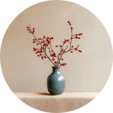 Red Berry Branches Walldecoration Wandkraft Ø30 cm