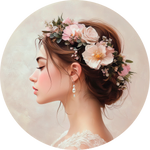 Woman with Floral Crown Walldecoration Wandkraft Ø30 cm