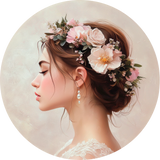 Woman with Floral Crown Walldecoration Wandkraft Ø30 cm
