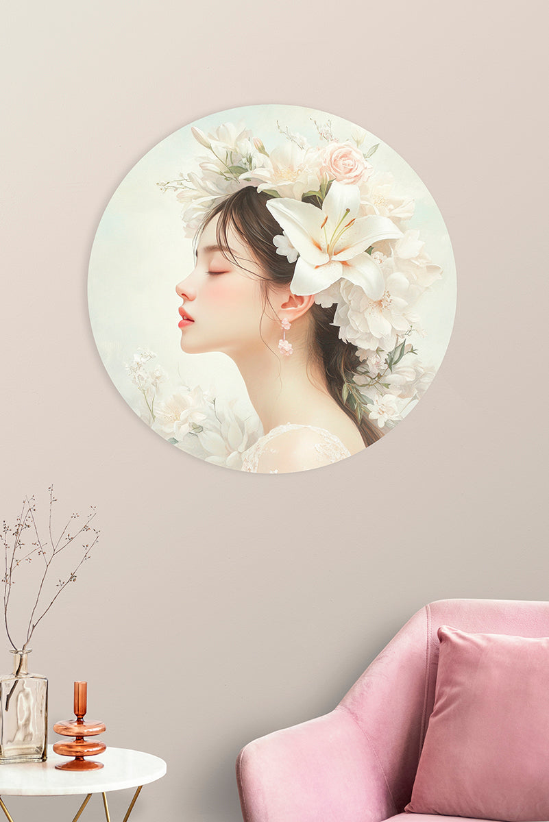 Woman with White Lily Walldecoration Wandkraft