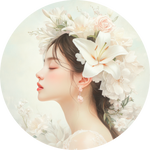 Woman with White Lily Walldecoration Wandkraft Ø30 cm