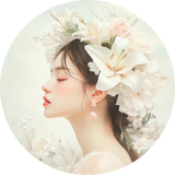 Woman with White Lily Walldecoration Wandkraft Ø30 cm