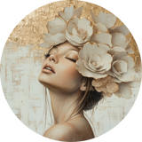 Gilded Petals and Serenity (Outlet) Walldecoration Wandkraft Ø30 cm