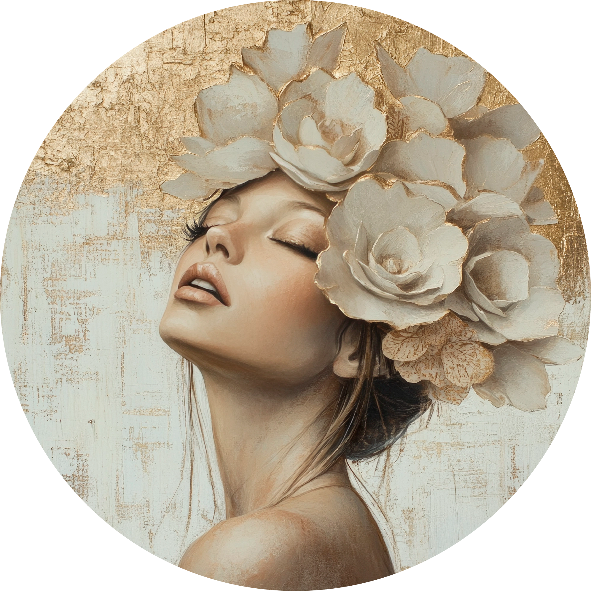 Gilded Petals and Serenity (Outlet) Walldecoration Wandkraft Ø30 cm