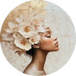 Floral Dreams in Golden Light Walldecoration Wandkraft Ø30 cm Dibond