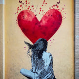 Heart Girl Walldecoration Wandkraft 20x30 cm Plexiglas Fine Art glans Blind kunststof ophangsysteem