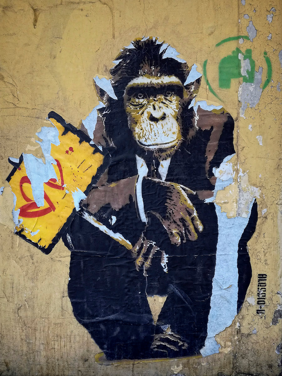 Monkey Business Walldecoration Wandkraft 70x118 cm Plexiglas Fine Art glans Paneellijst Zwart