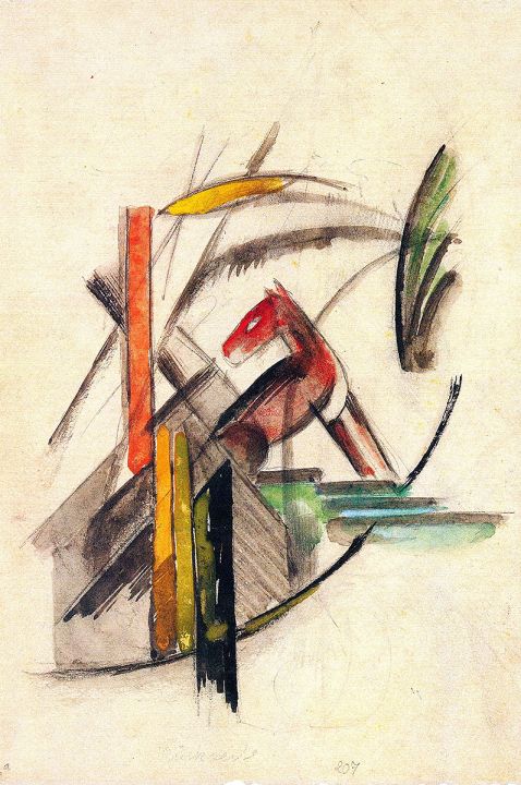 Art Facsimile 057 from Franz Marc Walldecoration Wandkraft 70x118 cm