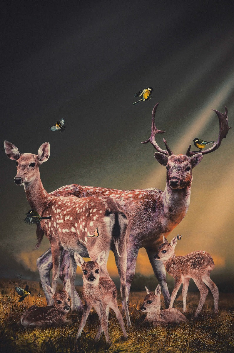 The Deer Family Walldecoration Wandkraft 70x118 cm