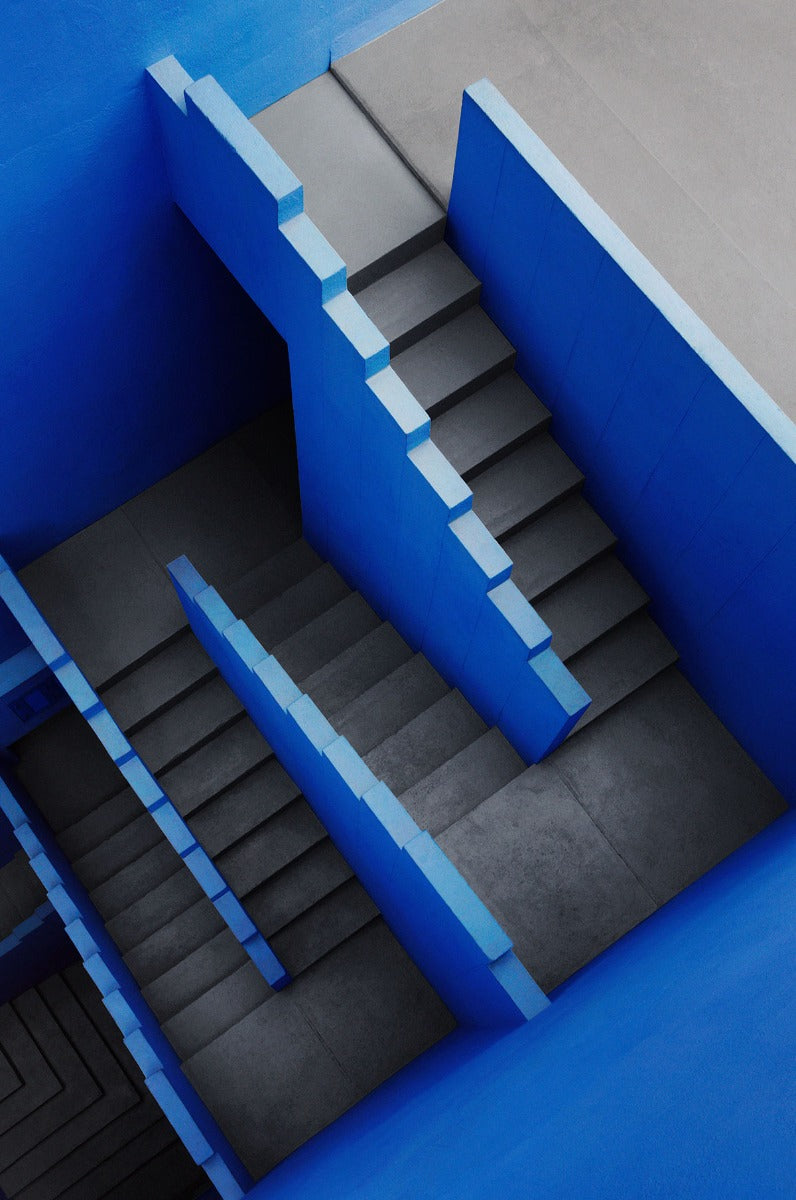 Stairway in Cool Blue Walldecoration Wandkraft 70x118 cm