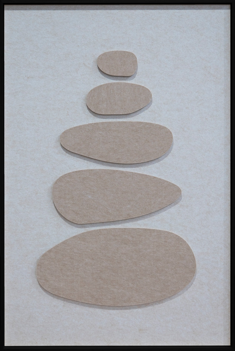 Stacked Ovals Walldecoration Wandkraft 80x120 cm Baklijst Zwart Beige