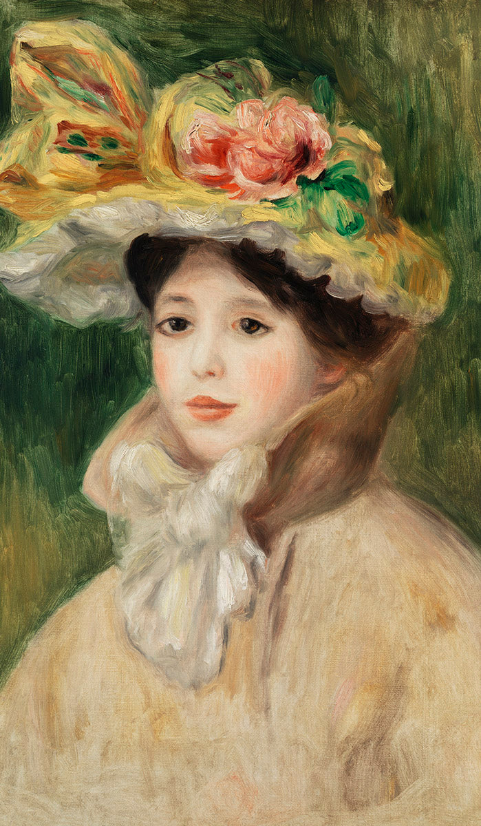 Lady with Hat by Pierre Auguste Renoir Walldecoration Wandkraft 70x118 cm