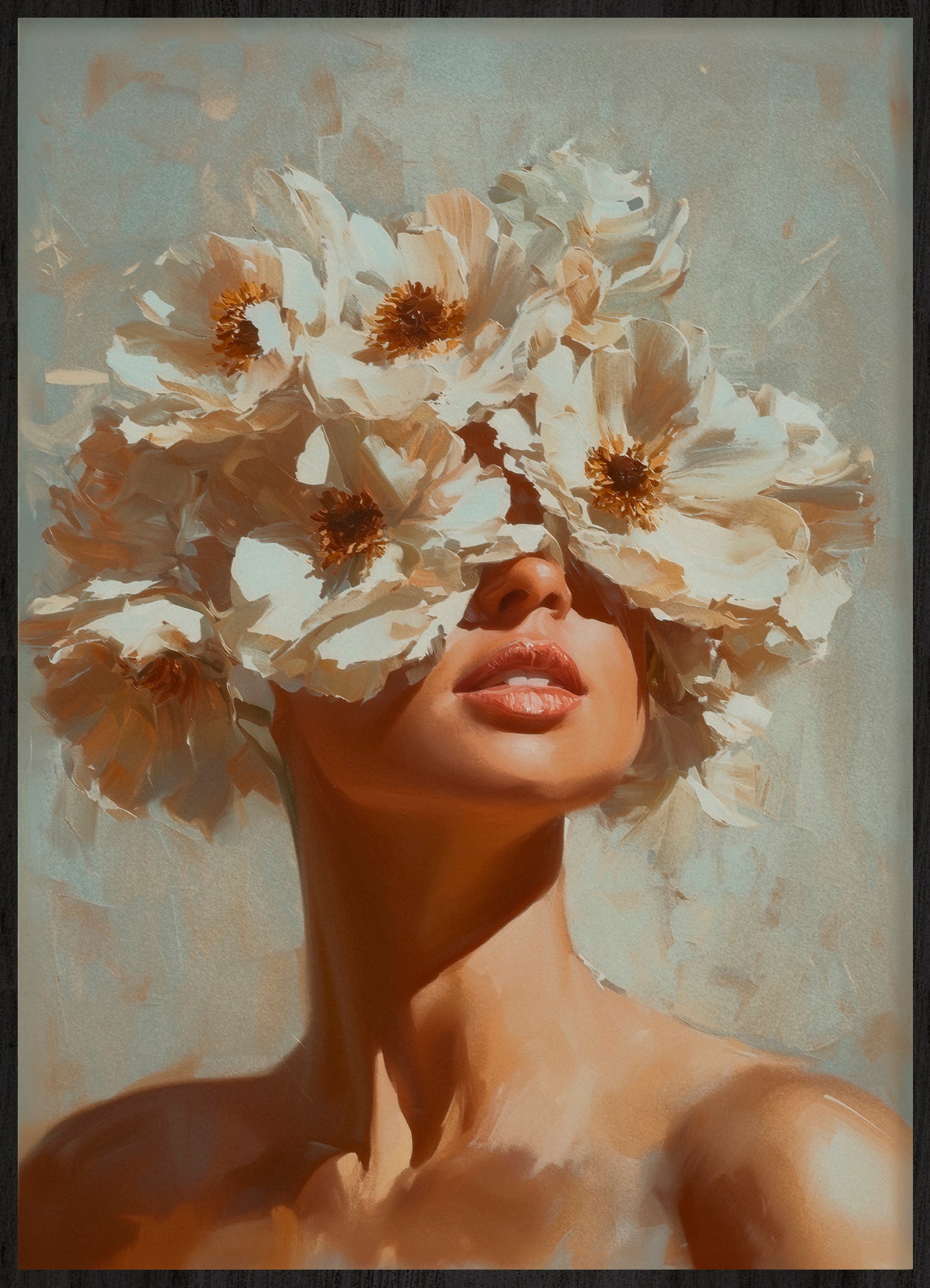 Blooming radiance Walldecoration Wandkraft 40x60 cm Baklijst Zwart