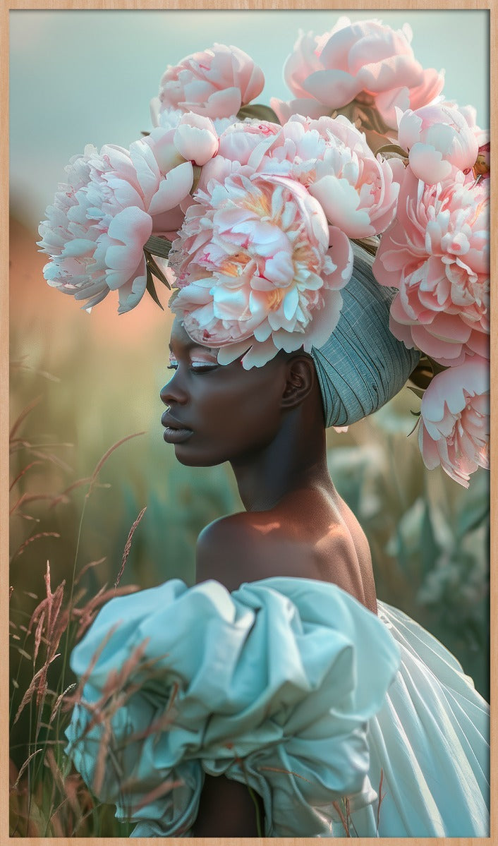 Peony Queen Walldecoration Wandkraft 80x120 cm Baklijst blank