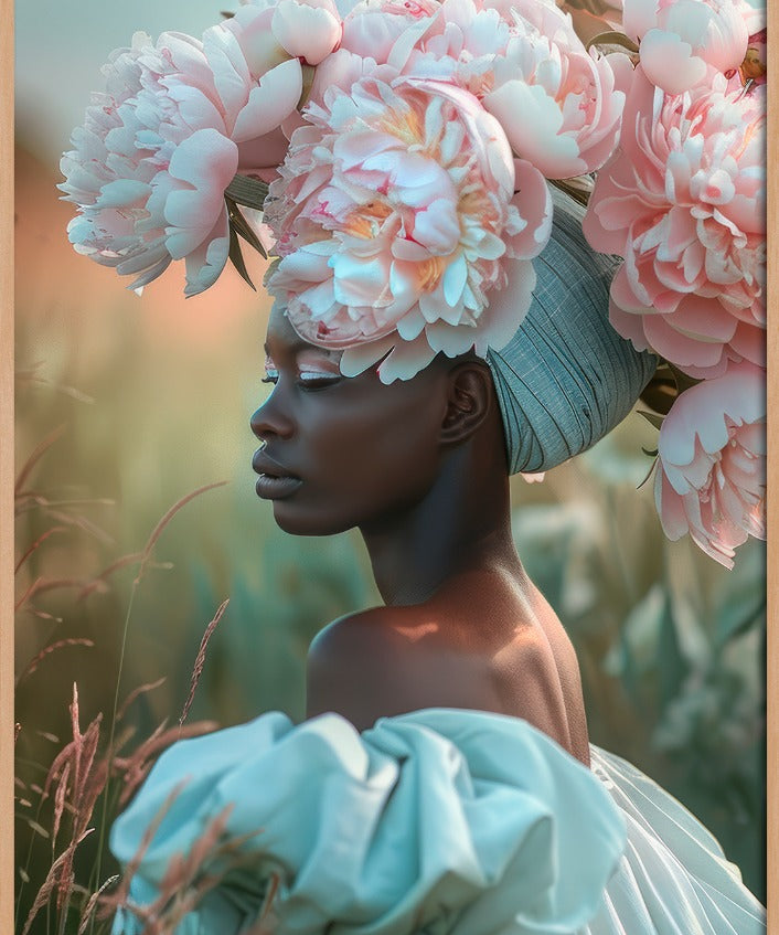 Peony Queen Walldecoration Wandkraft 80x120 cm Baklijst blank