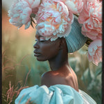 Peony Queen Walldecoration Wandkraft 80x120 cm Baklijst zwart