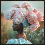 Peony Queen Walldecoration Wandkraft 74x74 cm Baklijst zwart