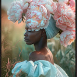 Peony Queen Walldecoration Wandkraft 98x148 cm Baklijst zwart