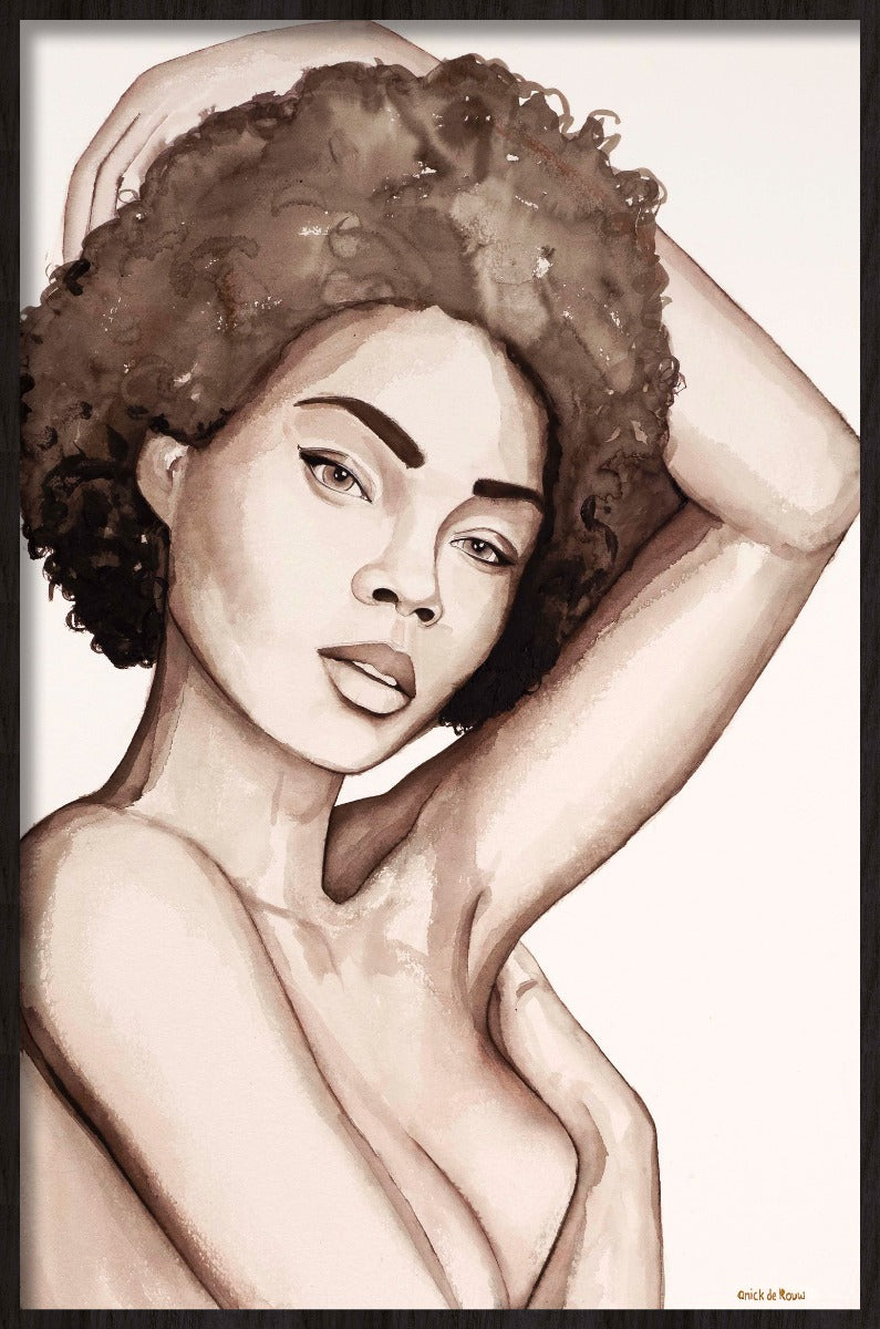 Sensual woman I (Outlet) Walldecoration Wandkraft 80x120 cm Baklijst Zwart