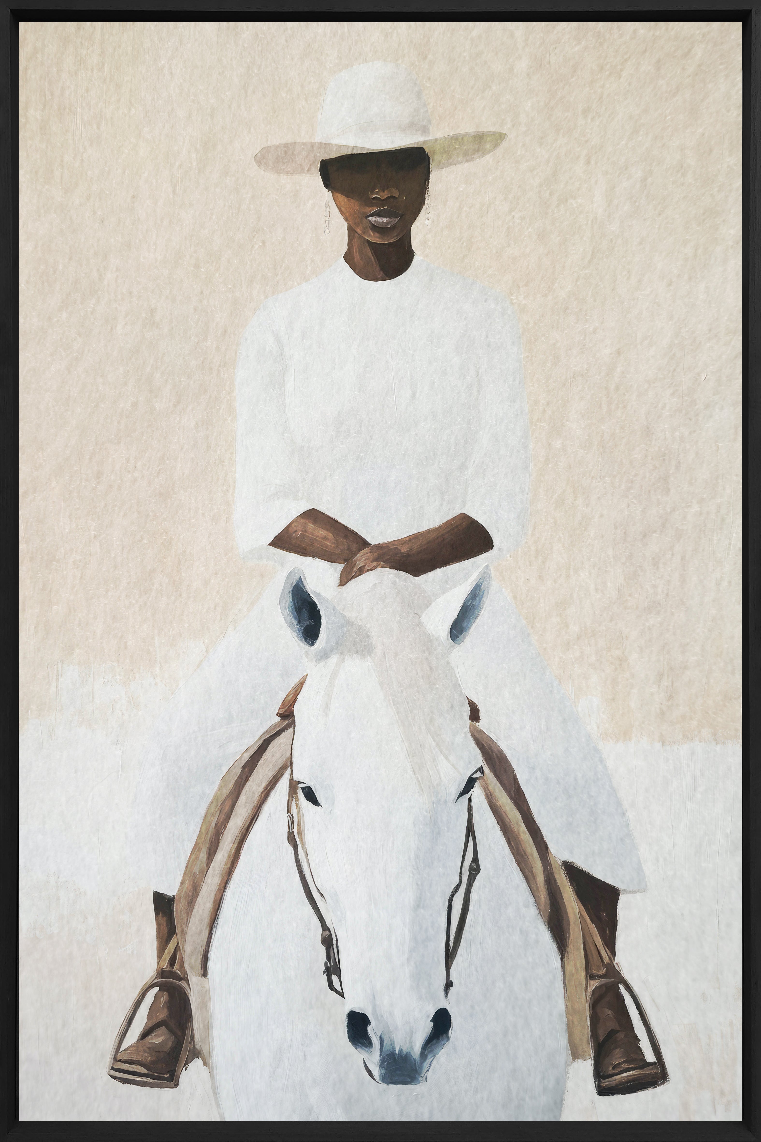 Equestrian Grace Walldecoration Wandkraft Akoestisch Vilt 80x120 cm Baklijst Zwart