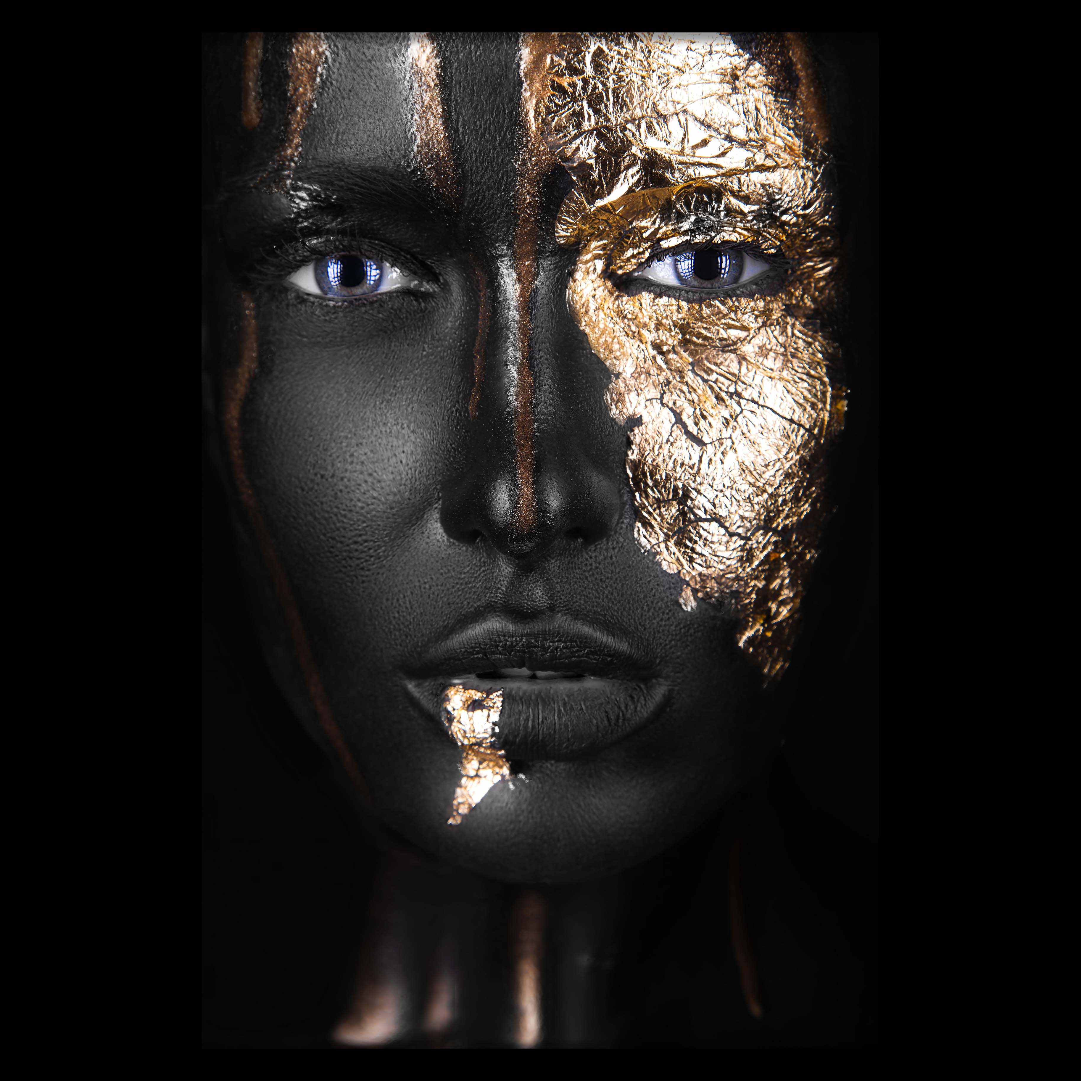 Noir Gold Walldecoration Wandkraft 100x100 cm Paneellijst Zwart