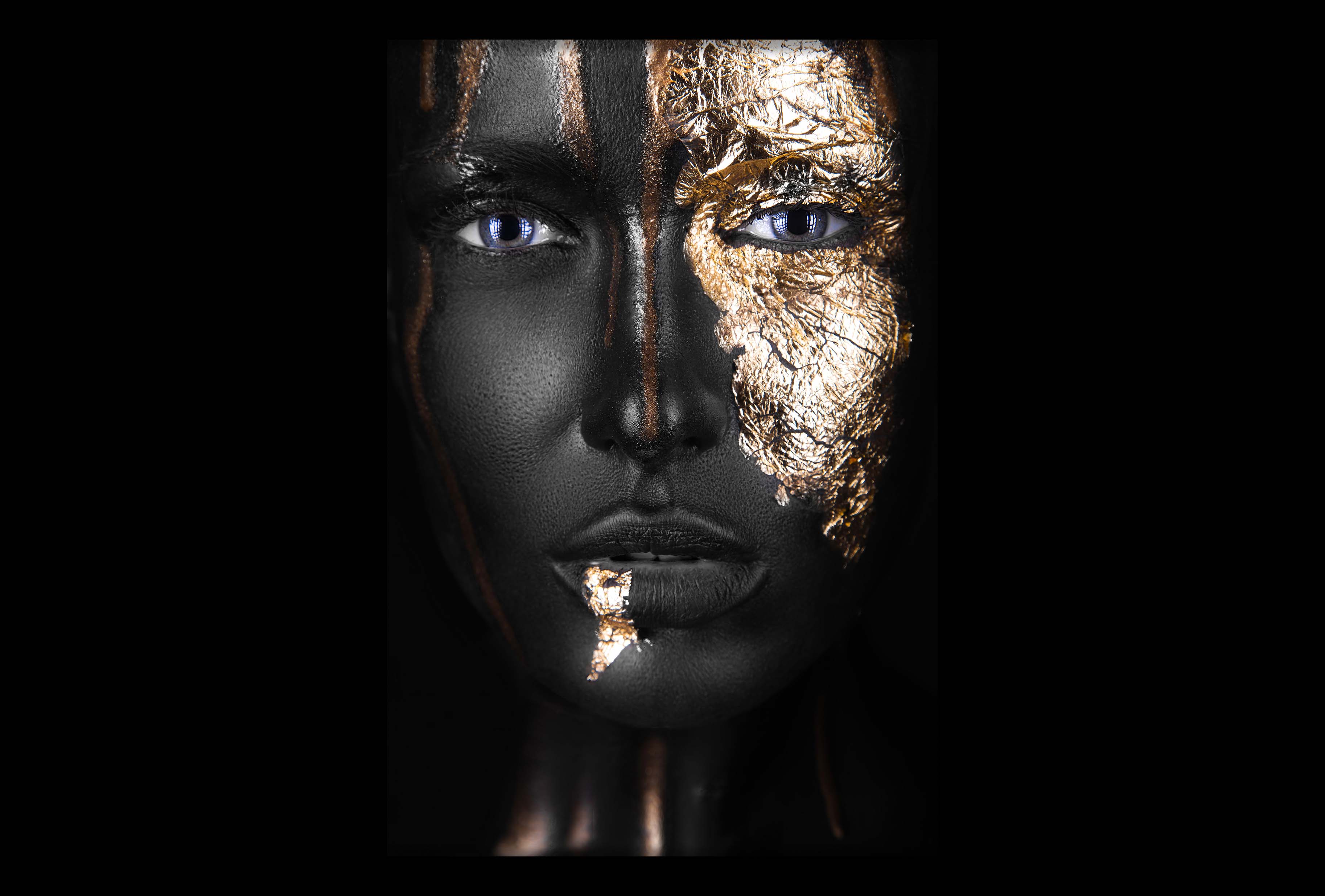 Noir Gold Walldecoration Wandkraft 120x80 cm Paneellijst Zwart