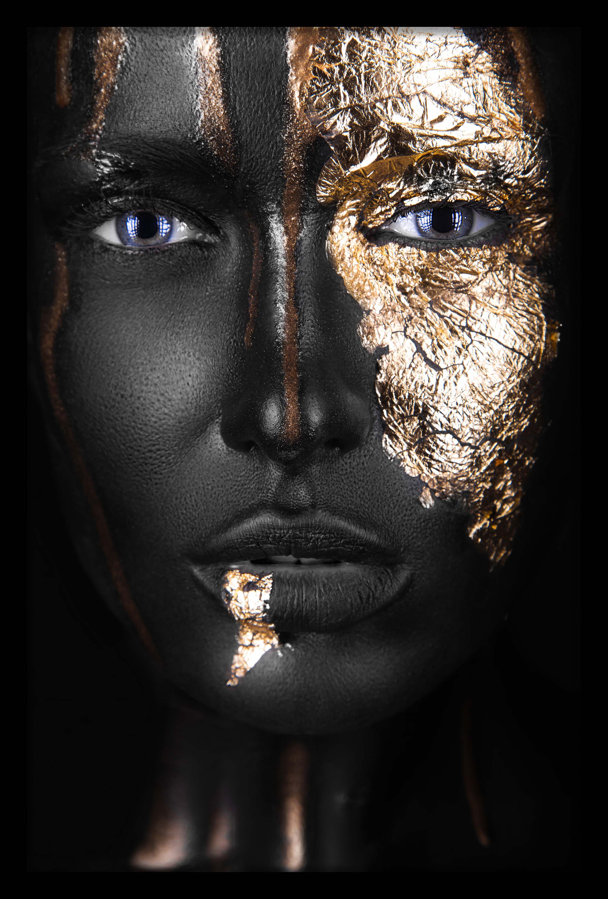 Noir Gold Walldecoration Wandkraft 80x120 cm Paneellijst Zwart