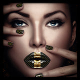 Fashion Lips II Walldecoration Wandkraft 100x100 cm Paneellijst Zwart