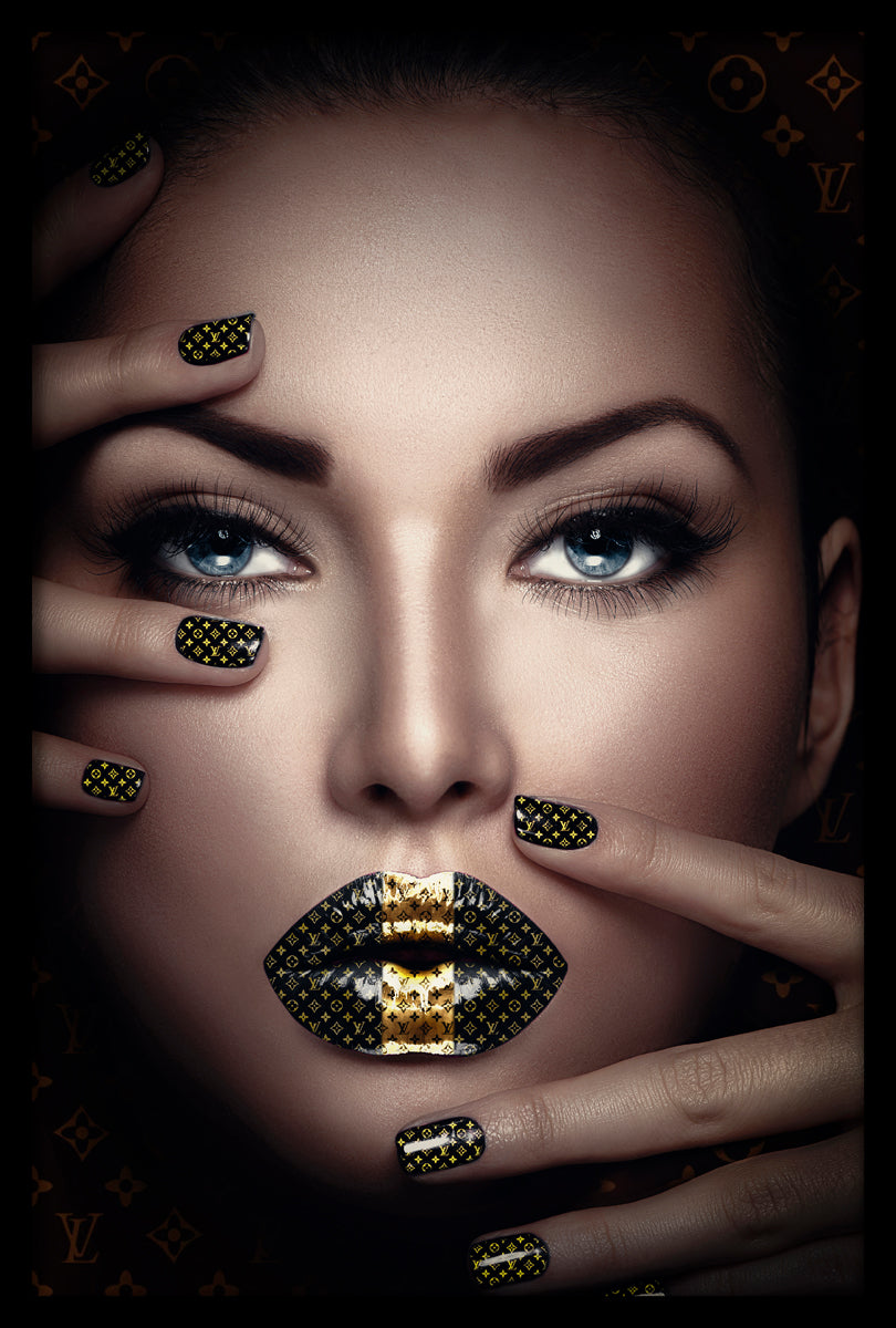 Fashion Lips II Walldecoration Wandkraft 80x120 cm Paneellijst Zwart