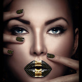 Fashion Lips II Walldecoration Wandkraft 80x120 cm Paneellijst Zwart