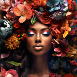 Flower Power Woman I Walldecoration Wandkraft 80x120 cm Aluminiumprofiel